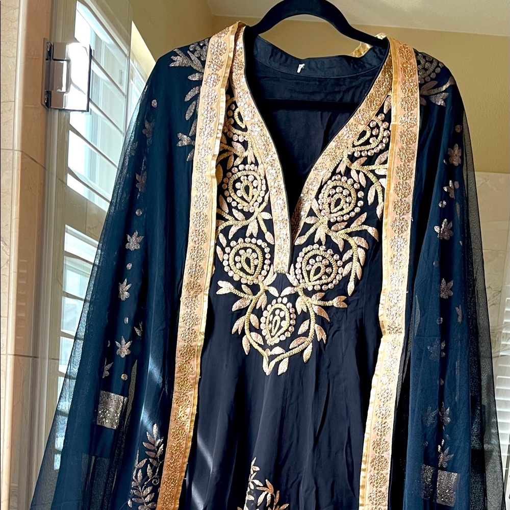 Black anarkali 3 piece Indian outfit